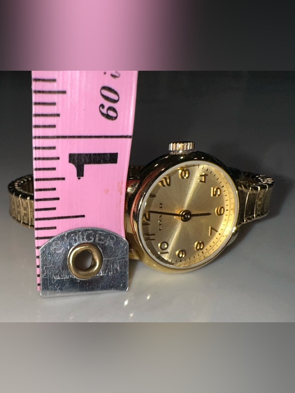 COACH NY ~ GOLD TONE STAINLESS STEEL EXPANSION BRACELET WATCH~ - Picture 12 of 13